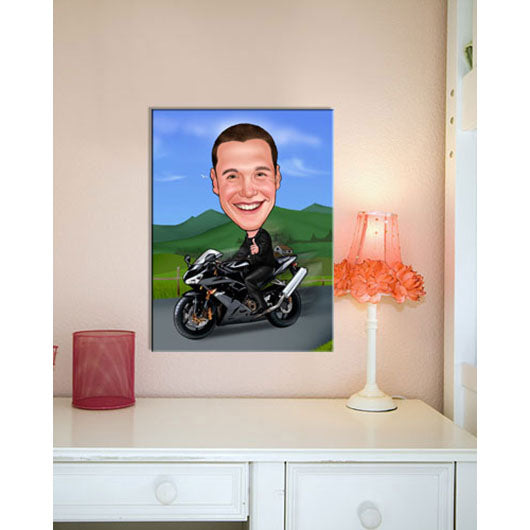 Karikatur vom Foto - Motorrad (andere Motorradtypen mgl.) (ca276man) - Lustige individuelle Karikatur vom eigenen Foto