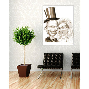 Karikatur vom Foto - Hochzeit Sepia (ca279se) - Lustige individuelle Karikatur vom eigenen Foto