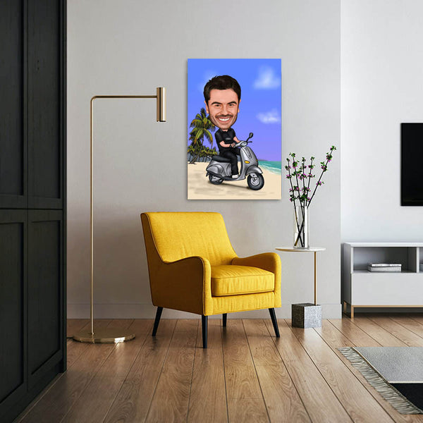 Karikatur vom Foto - Roller (andere Kraftradtypen mgl.) (ca282) - Lustige individuelle Karikatur vom eigenen Foto