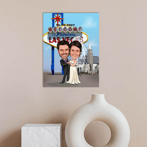 Karikatur vom Foto - Las vegas Hochzeit (andere Städte mgl.) (ca308) - Lustige individuelle Karikatur vom eigenen Foto