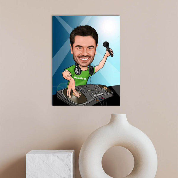 Karikatur vom Foto - DJ mit Micro (ca314) - Lustige individuelle Karikatur vom eigenen Foto