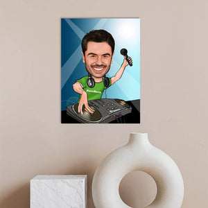 Karikatur vom Foto - DJ mit Micro (ca314) - Lustige individuelle Karikatur vom eigenen Foto