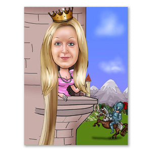 Karikatur vom Foto - Rapunzel (ca324) - Lustige individuelle Karikatur vom eigenen Foto
