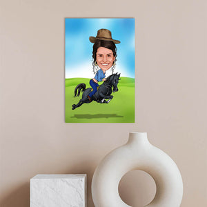 Karikatur vom Foto - Horse Rider (andere Tiere mgl.) (ca328) - Lustige individuelle Karikatur vom eigenen Foto