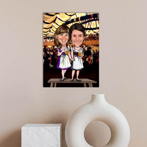 Karikatur vom Foto - Wiesn Tische (ca341) - Lustige individuelle Karikatur vom eigenen Foto