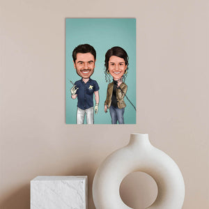 Karikatur vom Foto - Zahnarzt und Helferin (ca359) - Lustige individuelle Karikatur vom eigenen Foto