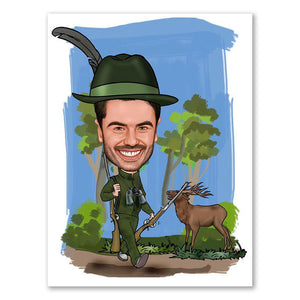 Karikatur vom Foto - Waidmanns Heil (andere Tiere mgl.) (ca361) - Lustige individuelle Karikatur vom eigenen Foto