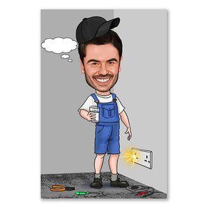 Karikatur vom Foto - Elektrophobie (ca363) - Lustige individuelle Karikatur vom eigenen Foto