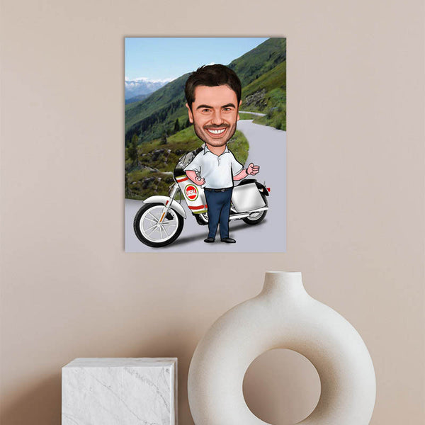 Karikatur vom Foto - Da schau her (andere Kraftradtypen mgl.) (ca377) - Lustige individuelle Karikatur vom eigenen Foto