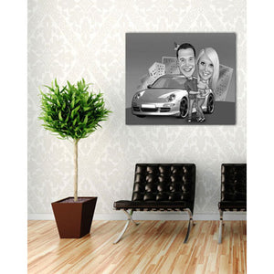 Karikatur vom Foto - Mein Auto (andere Automarken mgl.) SW (ca392couplesw) - Lustige individuelle Karikatur vom eigenen Foto