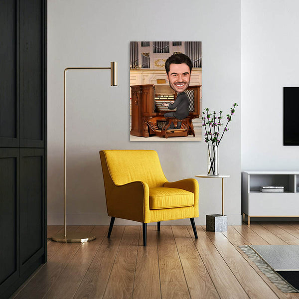 Karikatur vom Foto - Organist (andere Instrumente mgl.) (ca440) - Lustige individuelle Karikatur vom eigenen Foto