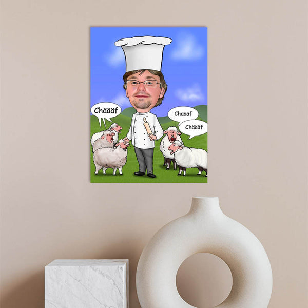 Karikatur vom Foto - Schafskoch (Texte mgl.) (ca456) - Lustige individuelle Karikatur vom eigenen Foto