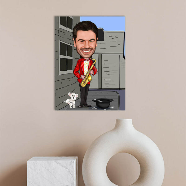 Karikatur vom Foto - Saxophon  (andere Instrumente mgl.) (ca462) - Lustige individuelle Karikatur vom eigenen Foto