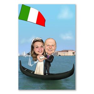 Karikatur vom Foto - Gondel in Venedig  (ca501) - Lustige individuelle Karikatur vom eigenen Foto