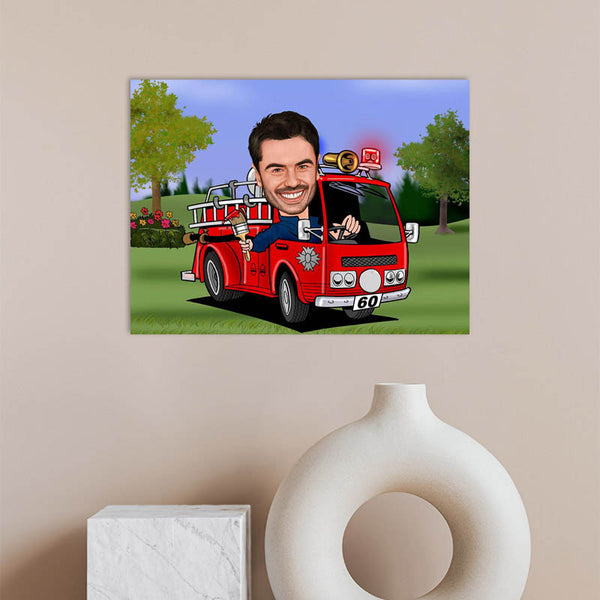 Karikatur vom Foto - Feuerwehrmann (ca559) - Lustige individuelle Karikatur vom eigenen Foto