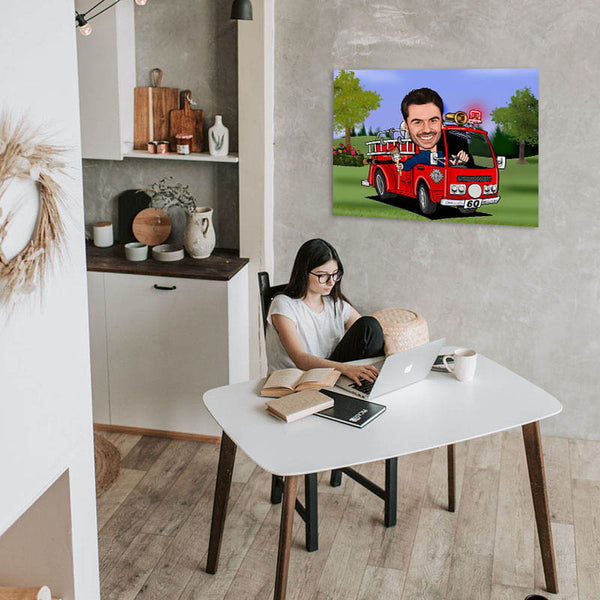 Karikatur vom Foto - Feuerwehrmann (ca559) - Lustige individuelle Karikatur vom eigenen Foto