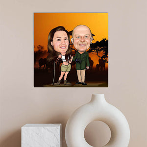 Karikatur vom Foto - Paar in Afrika (ca602) - Lustige individuelle Karikatur vom eigenen Foto