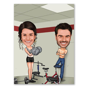 Karikatur vom Foto - Fitnessstudio (ca635) - Lustige individuelle Karikatur vom eigenen Foto