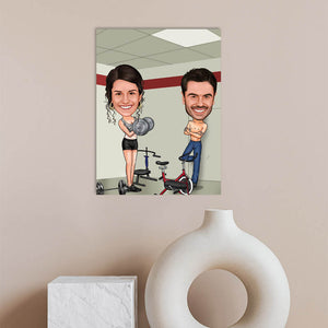 Karikatur vom Foto - Fitnessstudio (ca635) - Lustige individuelle Karikatur vom eigenen Foto