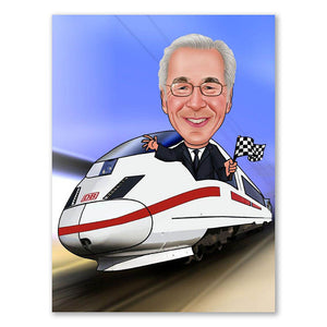 Karikatur vom Foto - Zug ohne Verspätung (ca664) - Lustige individuelle Karikatur vom eigenen Foto
