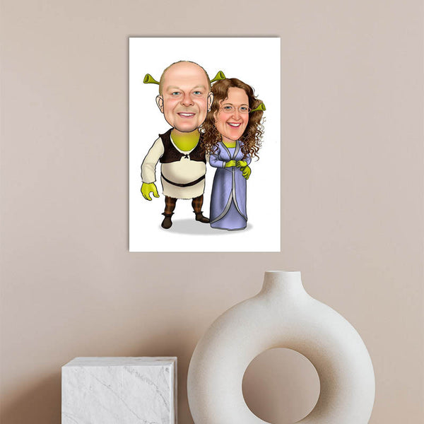Karikatur vom Foto - Monster Paar (ca675) - Lustige individuelle Karikatur vom eigenen Foto