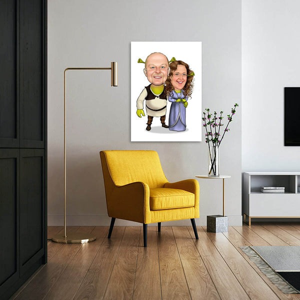 Karikatur vom Foto - Monster Paar (ca675) - Lustige individuelle Karikatur vom eigenen Foto