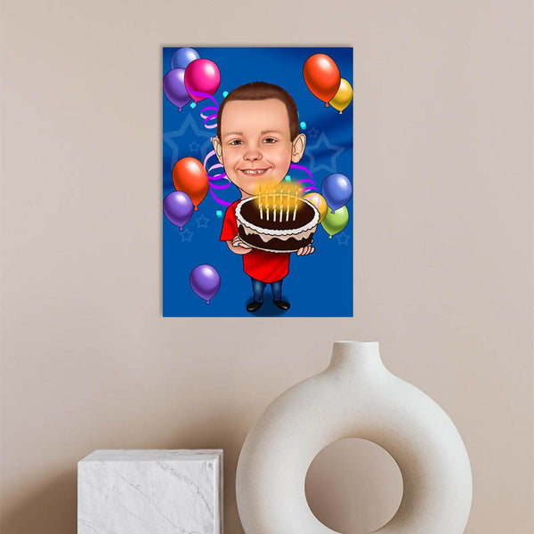 Karikatur vom Foto - Happy Birthday Torte (ca693) - Lustige individuelle Karikatur vom eigenen Foto