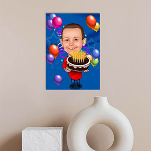 Karikatur vom Foto - Happy Birthday Torte (ca693) - Lustige individuelle Karikatur vom eigenen Foto