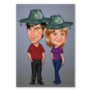 Karikatur vom Foto - Reise-Outfit Australiens (ca721) - Lustige individuelle Karikatur vom eigenen Foto