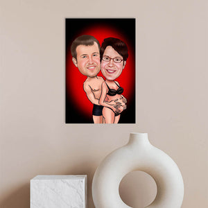 Karikatur vom Foto - Schwanger (ca737) - Lustige individuelle Karikatur vom eigenen Foto