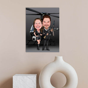 Karikatur vom Foto - Helikopter (ca744) - Lustige individuelle Karikatur vom eigenen Foto