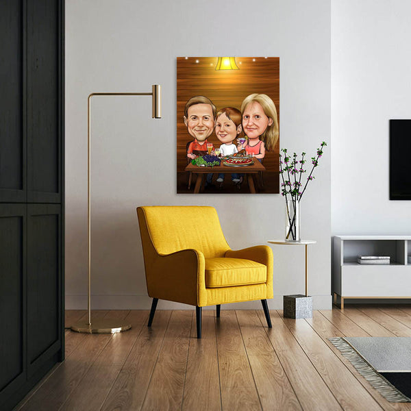 Karikatur vom Foto - Guten Appetit (ca747) - Lustige individuelle Karikatur vom eigenen Foto