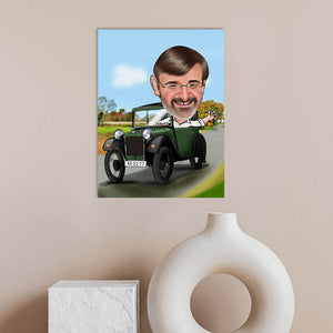 Karikatur vom Foto - Oldtimer (ca755) - Lustige individuelle Karikatur vom eigenen Foto