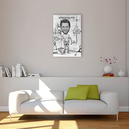 Karikatur vom Foto - Workaholic (ca758pen) - Lustige individuelle Karikatur vom eigenen Foto