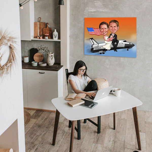 Karikatur vom Foto - Raumfahrt (ca759) - Lustige individuelle Karikatur vom eigenen Foto