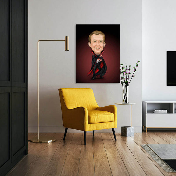 Karikatur vom Foto - Zauberer in Aktion (ca833) - Lustige individuelle Karikatur vom eigenen Foto