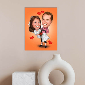 Karikatur vom Foto - Brautpaar in Lederhose (ca910) - Lustige individuelle Karikatur vom eigenen Foto