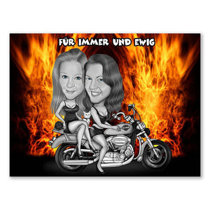 Karikatur vom Foto - Zwei heiße Miezen (ca929) - Lustige individuelle Karikatur vom eigenen Foto