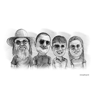 Karikatur vom Foto - Cooles Team (ca974) - Lustige individuelle Karikatur vom eigenen Foto