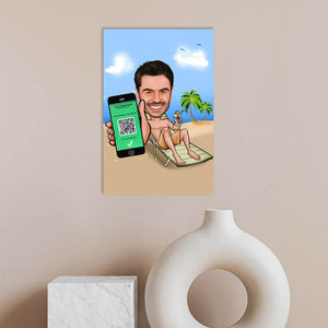 Karikatur vom Foto - Urlaub mit digitalem Impfpass (ca986) - Lustige individuelle Karikatur vom eigenen Foto