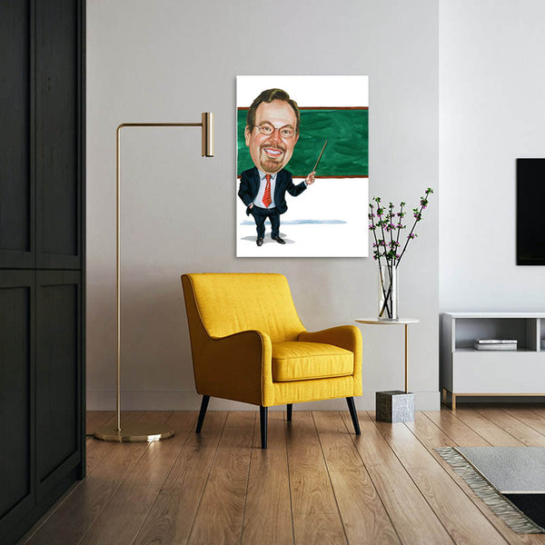 Karikatur vom Foto - Lehrer vor Tafel (cdi132) - Lustige individuelle Karikatur vom eigenen Foto