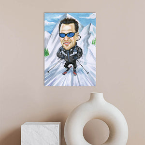 Karikatur vom Foto - Skifahrer im Einsatz (cdi214) - Lustige individuelle Karikatur vom eigenen Foto