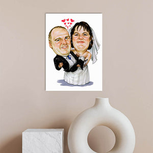 Karikatur vom Foto - Starkes Hochzeitspaar (cdi227) - Lustige individuelle Karikatur vom eigenen Foto