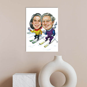 Karikatur vom Foto - Skipaar (cdi250) - Lustige individuelle Karikatur vom eigenen Foto