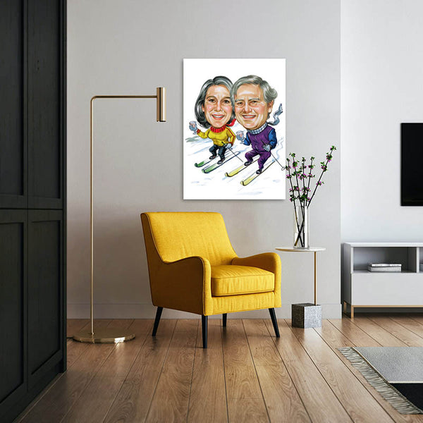 Karikatur vom Foto - Skipaar (cdi250) - Lustige individuelle Karikatur vom eigenen Foto