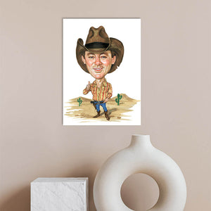 Karikatur vom Foto - Wilder Westen (cdi265) - Lustige individuelle Karikatur vom eigenen Foto