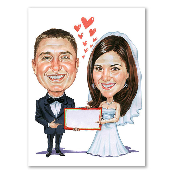 Karikatur vom Foto - Wir heiraten (cdi281) - Lustige individuelle Karikatur vom eigenen Foto