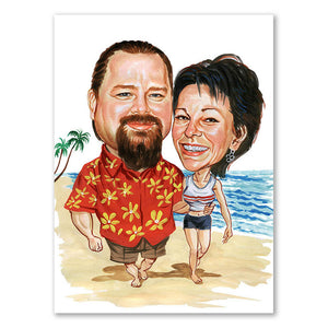 Karikatur vom Foto - Urlaub am Meer (cdi287) - Lustige individuelle Karikatur vom eigenen Foto