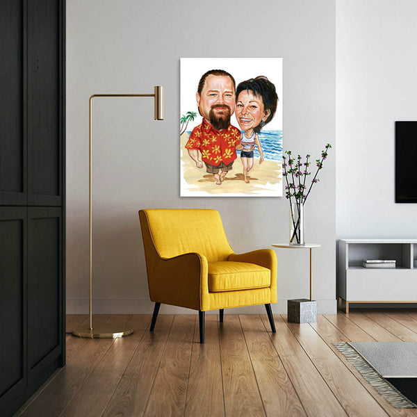 Karikatur vom Foto - Urlaub am Meer (cdi287) - Lustige individuelle Karikatur vom eigenen Foto