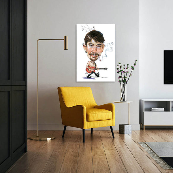 Karikatur vom Foto - Rockmusiker mit Zigarette (cdi303) - Lustige individuelle Karikatur vom eigenen Foto